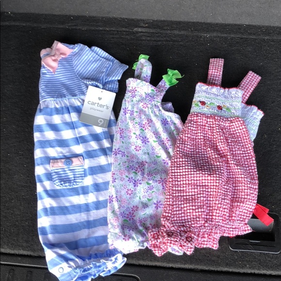 NWT Carter/'s Girls Pink /& White Romper 3M 6M 9M NEW